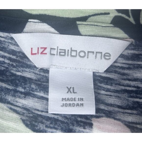 Liz Claiborne Blouse Women's Floral Print Short-Sleeve Top Black Size XL Tee NWT - Picture 7 of 8